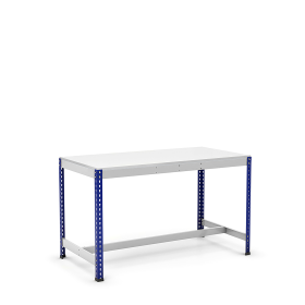 Werktafel met voetensteun blauw en grijs met melamine